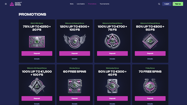 God of Wins Casino — Promotions page