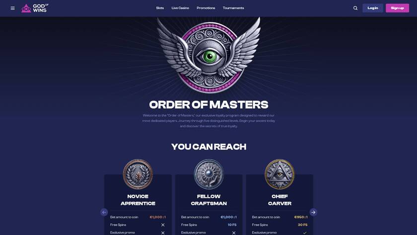 God of Wins Casino — VIP section