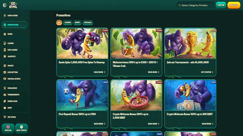GoKong Casino — Promotions page