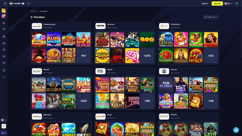 Goldbet.io Casino — Games by studio