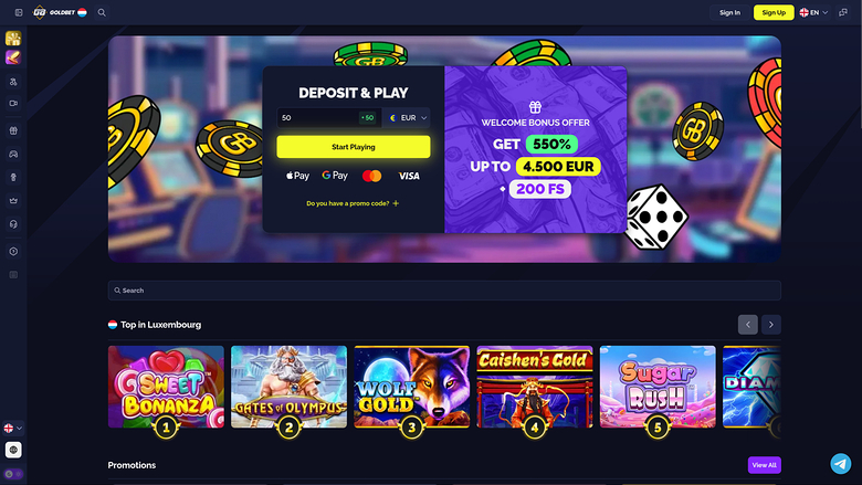 Goldbet.io Casino — Homepage