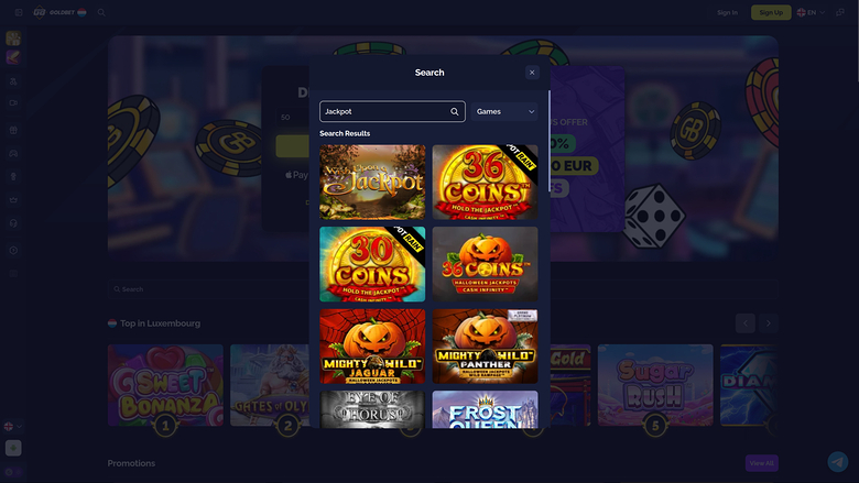 Goldbet.io Casino — Jackpot games