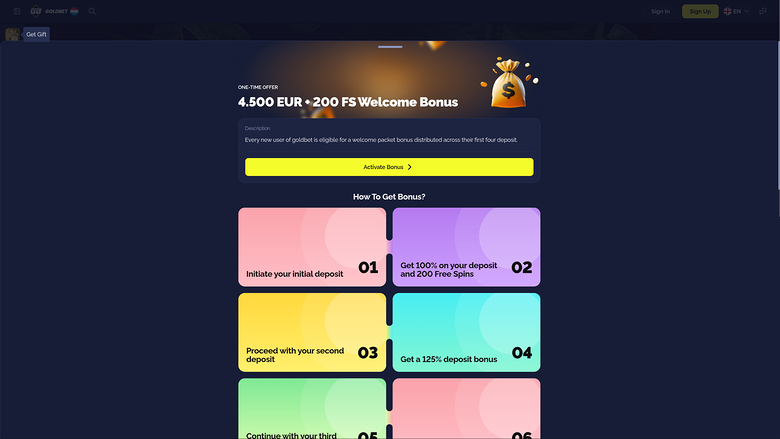 Goldbet.io Casino — Goldbet io welcome