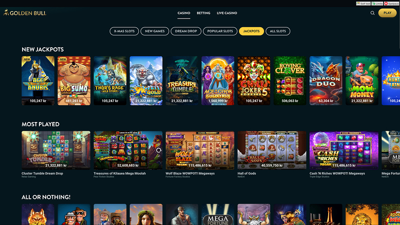 Golden Bull Casino — Jackpot games