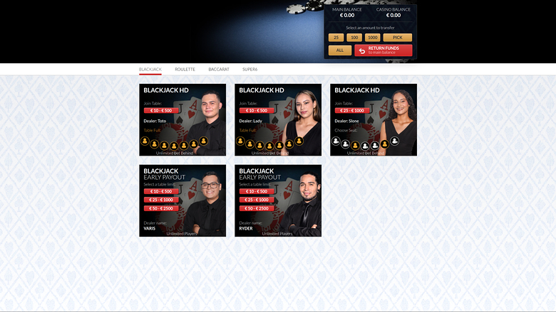 Golden Euro Casino — Live dealer lobby