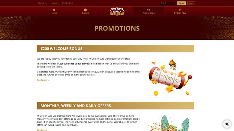 Golden Euro Casino — Promotions page