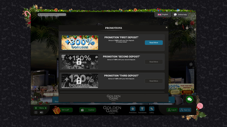 Golden Game Casino — Promotions page