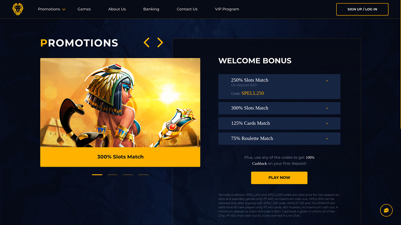 Golden Lion Casino — Promotions page
