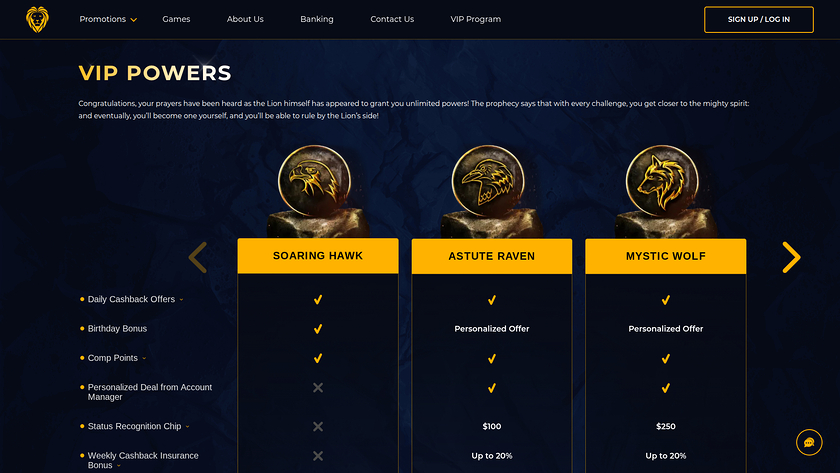 Golden Lion Casino — VIP section