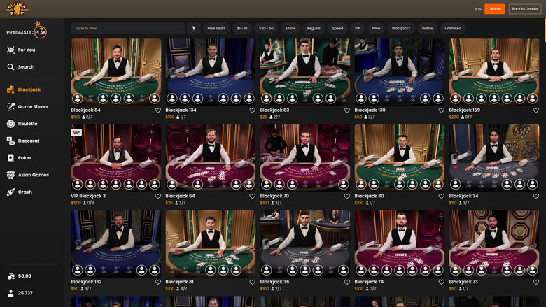 Golden Reef Casino — Live dealer lobby