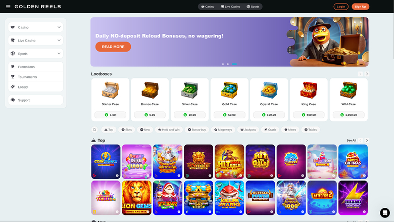 Golden Reels Casino — Homepage