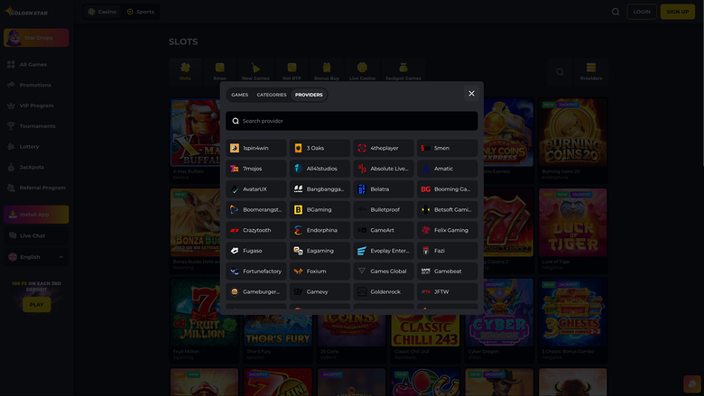 Golden Star Casino — Games by studio