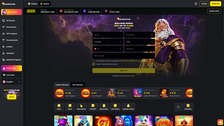 Golden Star Casino — Homepage