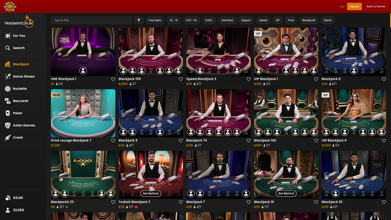 Golden Tiger Casino — Live dealer lobby