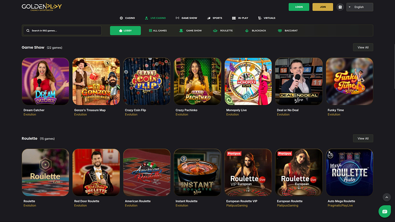 GoldenPlay Casino — Livedealer