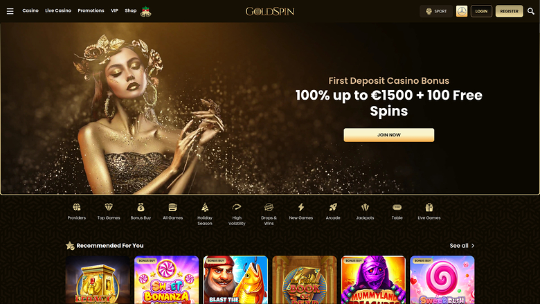 GoldSpin Casino — Homepage