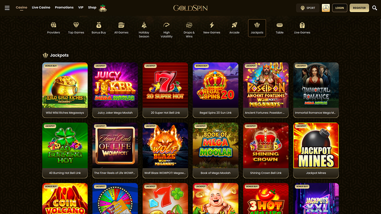 GoldSpin Casino — Jackpot games