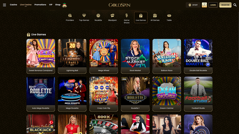 GoldSpin Casino — Live dealer lobby
