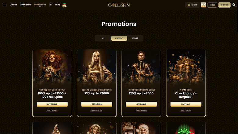 GoldSpin Casino — Promotions page