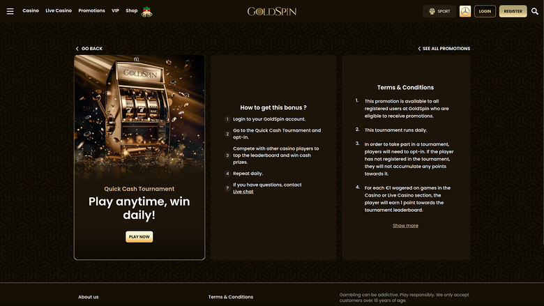 GoldSpin Casino — Tournaments