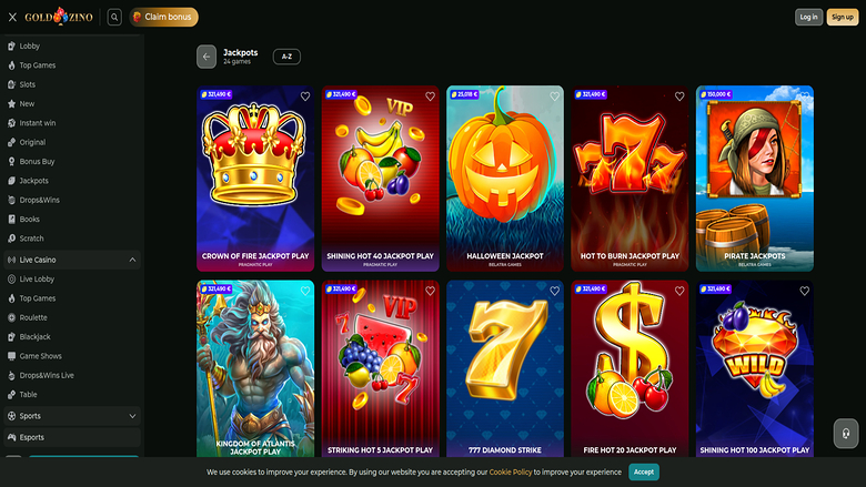 Goldzino Casino — Jackpot games