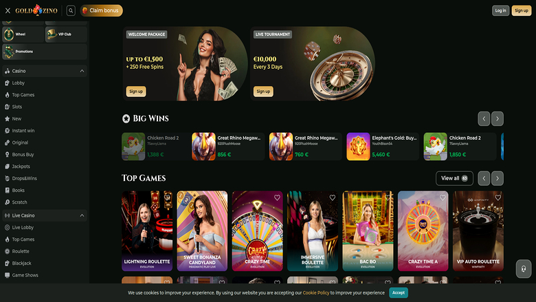 Goldzino Casino — Livedealer