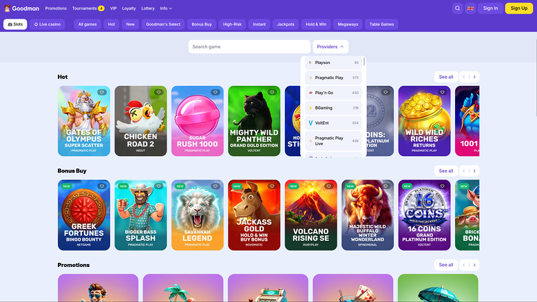 Goodman Casino — Games by studio