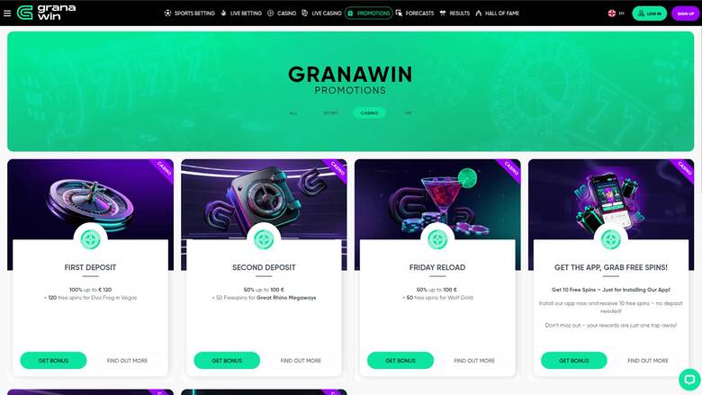 GranaWin Casino — Promotions page