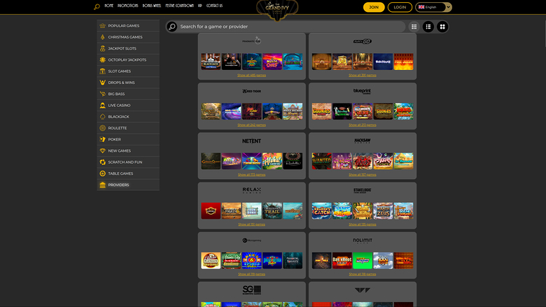 Grand Ivy Casino — Games by studio