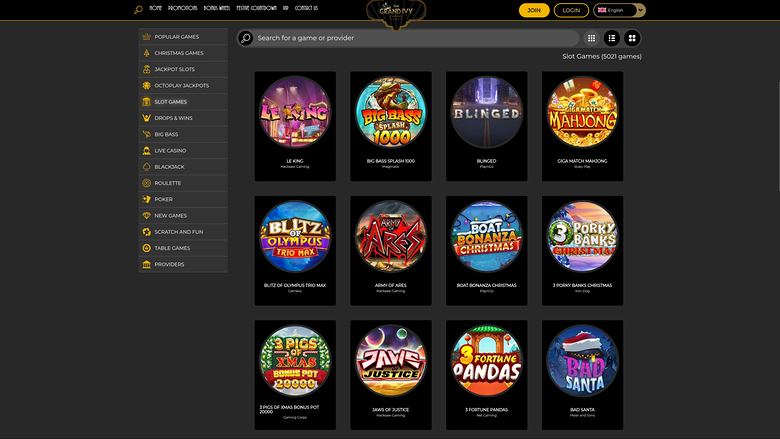 Grand Ivy Casino — Games lobby