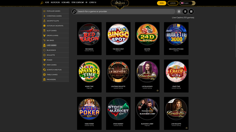 Grand Ivy Casino — Live dealer lobby