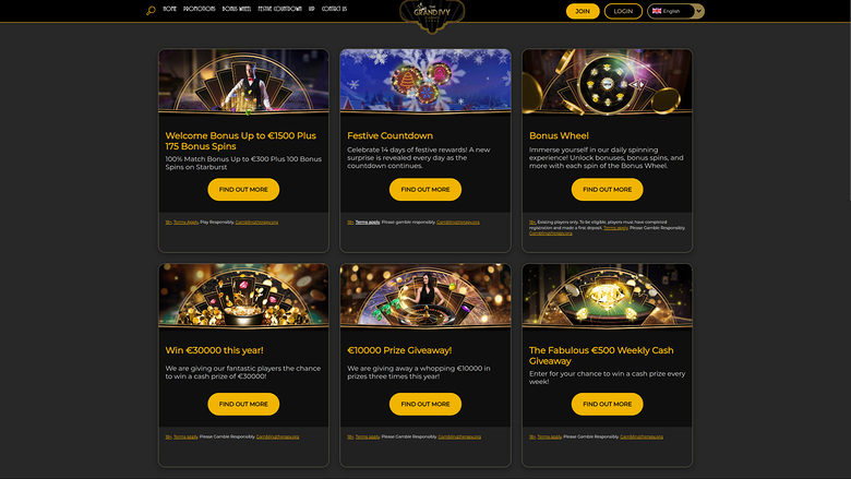 Grand Ivy Casino — Promotions page