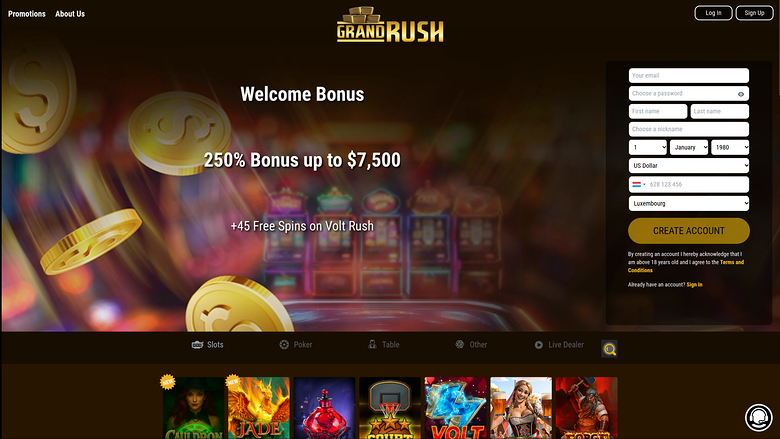Grand Rush Casino — Homepage