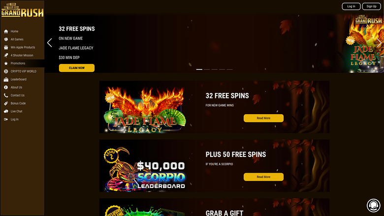 Grand Rush Casino — Promotions page