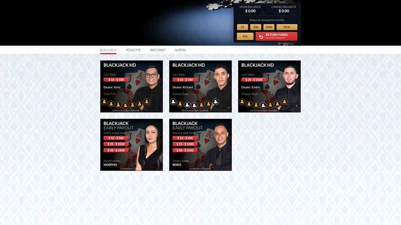 Grande Vegas Casino — Live dealer lobby