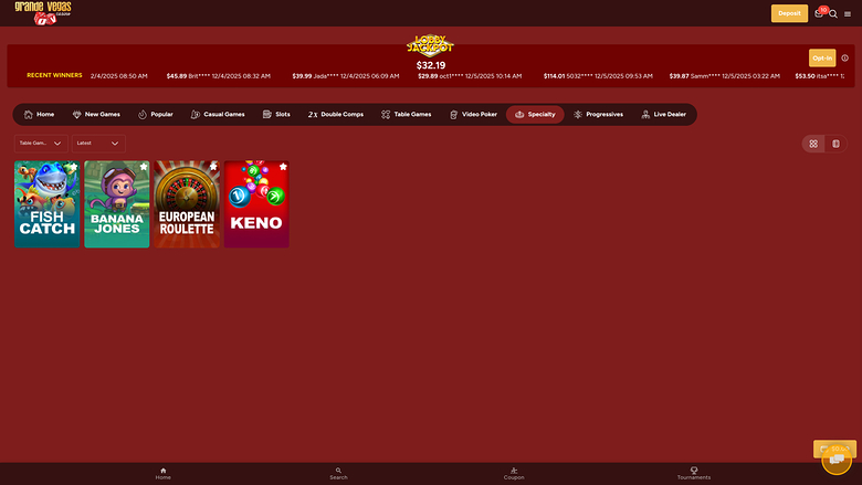Grande Vegas Casino — Specialty