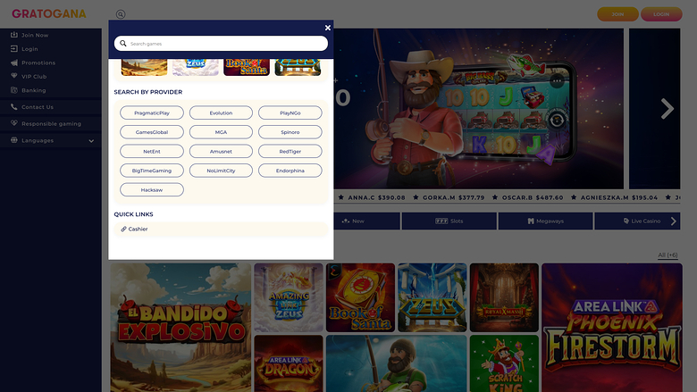 Gratogana Casino — Games by studio