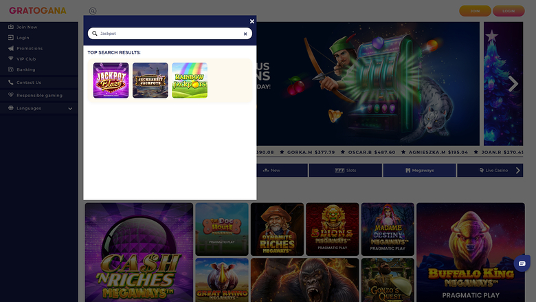 Gratogana Casino — Jackpot games