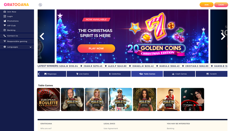 Gratogana Casino — Live dealer lobby