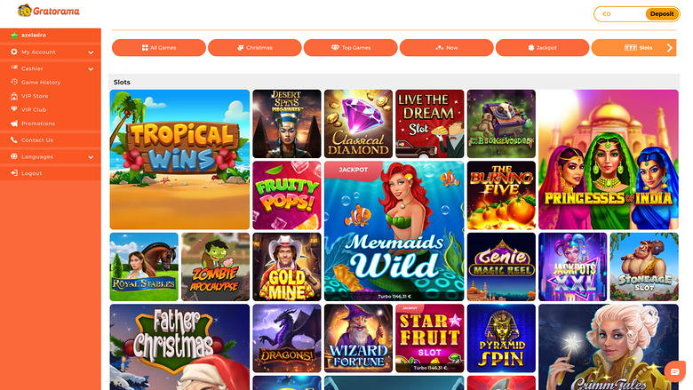 Gratorama Casino — Games lobby