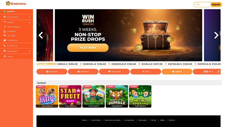 Gratorama Casino — Jackpot games