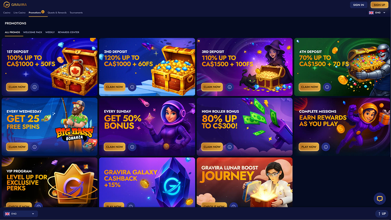 Gravira Casino — Promotions page