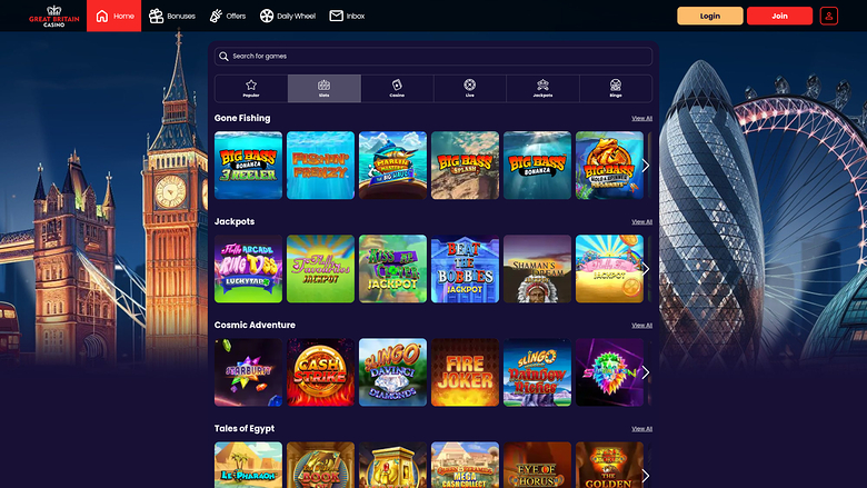 Great Britain Casino — Games lobby