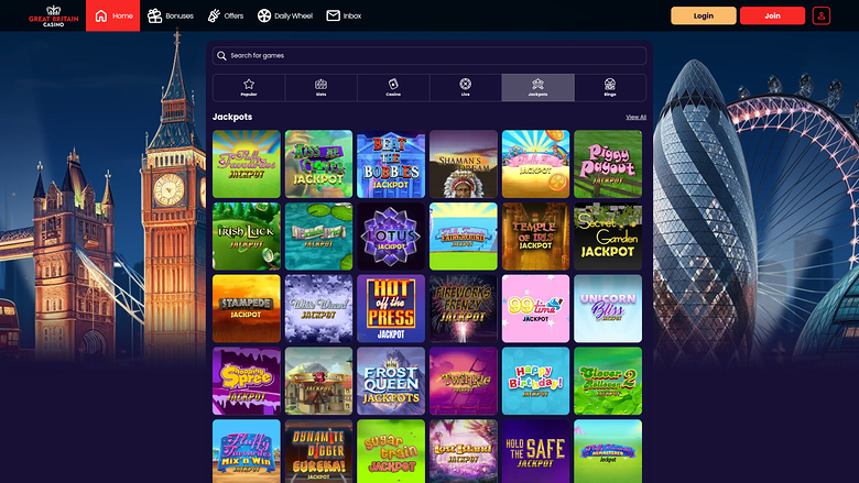 Great Britain Casino — Jackpot games
