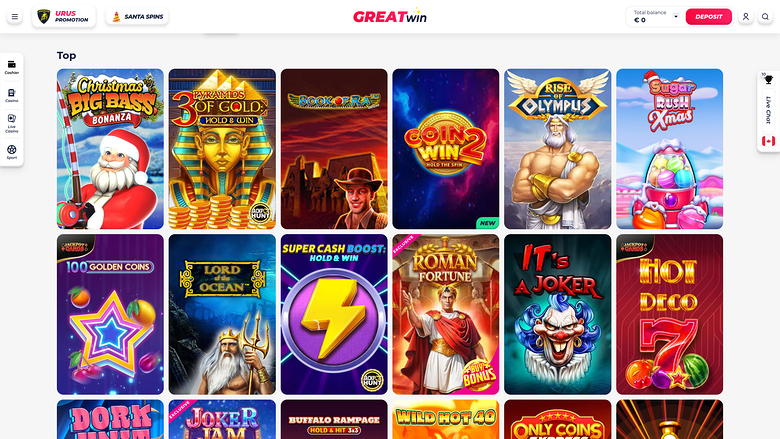 Greatwin Casino — Games lobby
