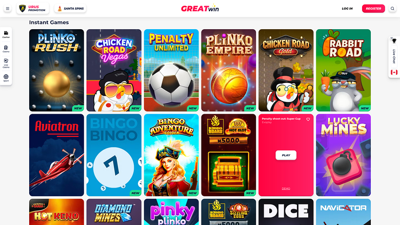 Greatwin Casino — Games lobby