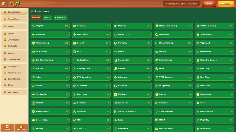 GreenLuck Casino — Games by studio