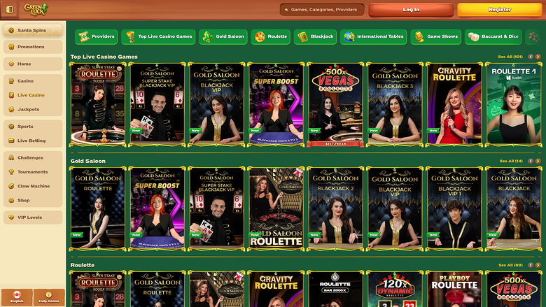 GreenLuck Casino — Live dealer lobby