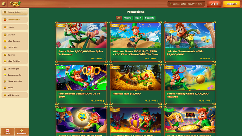 GreenLuck Casino — Promotions page