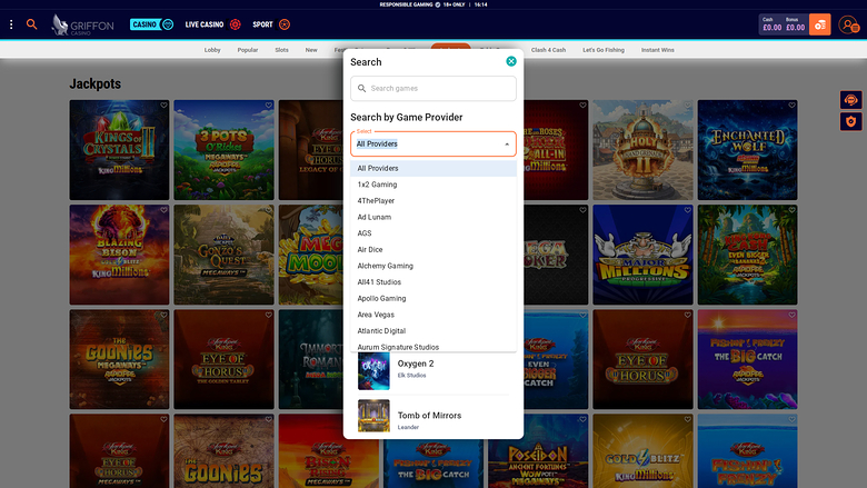 Griffon Casino — Games by studio